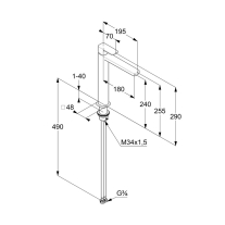 Baterie înaltă pentru lavoar Kludi, Renon 240, fără ventil, brushed bronz